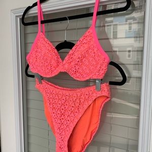 Neon Pink/Orange Crochet Bikini